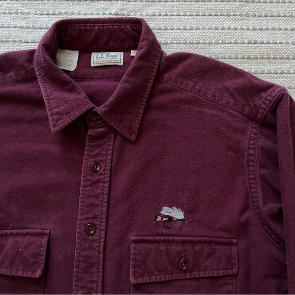 Vintage 90s L.L. Bean fishing lure chamois cloth button up shirt - Picture 2 of 5